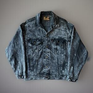 Vintage Levis Denim Jacket 42 Black Acid Wash Made in USA 80s Workwear
